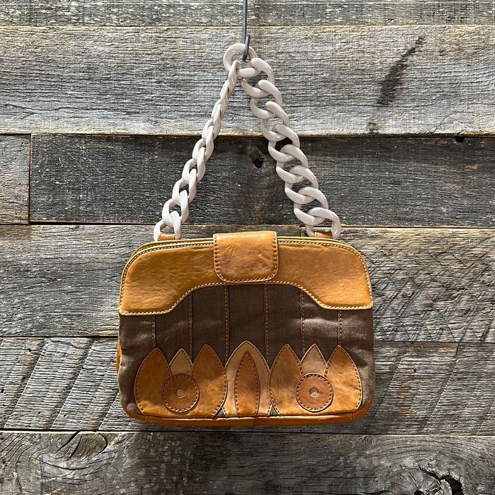 Anthropologie Clutch Purse with Chunky Plastic Chain Strap